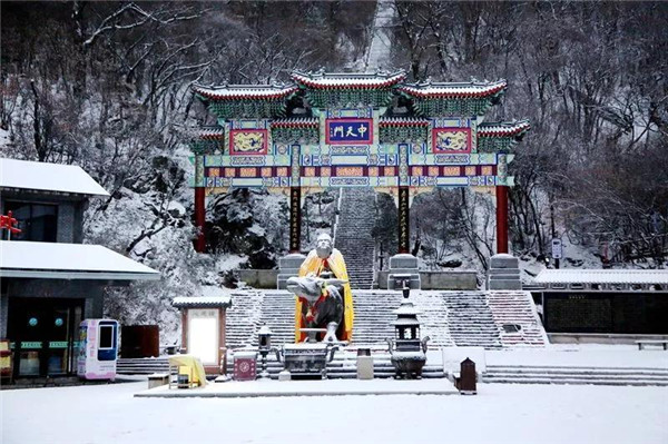 欒川老君山迎來今冬第一場雪,玉樹瓊枝美如畫